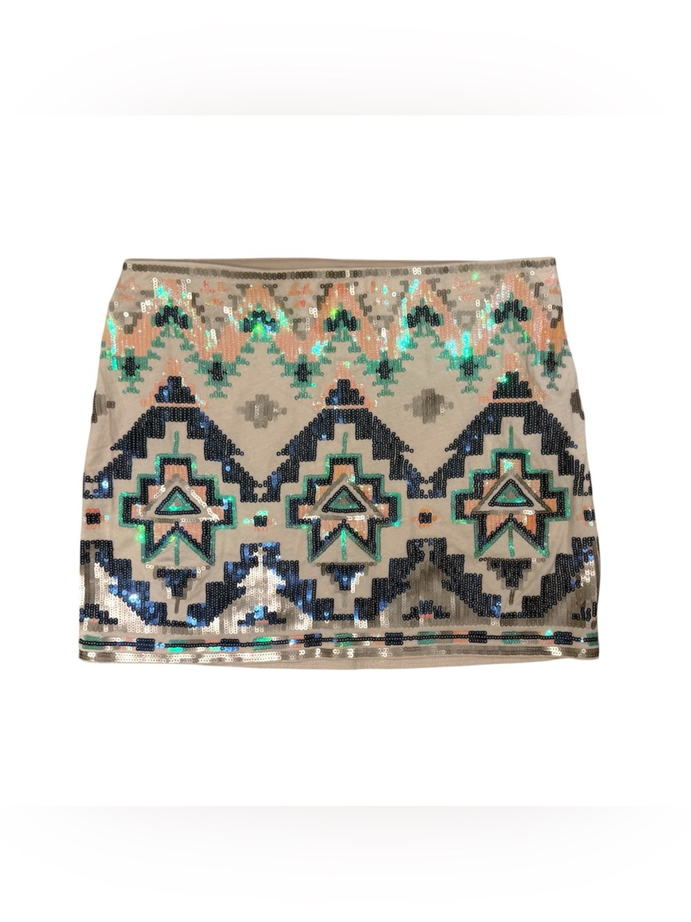 Sequin Embellished Aztec Mini Skirt